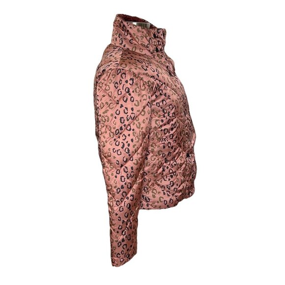 Scotch & Soda Jacket XS Womens Pink Puffer Quilted Leopard Winter Full Zip - Picture 4 of 13